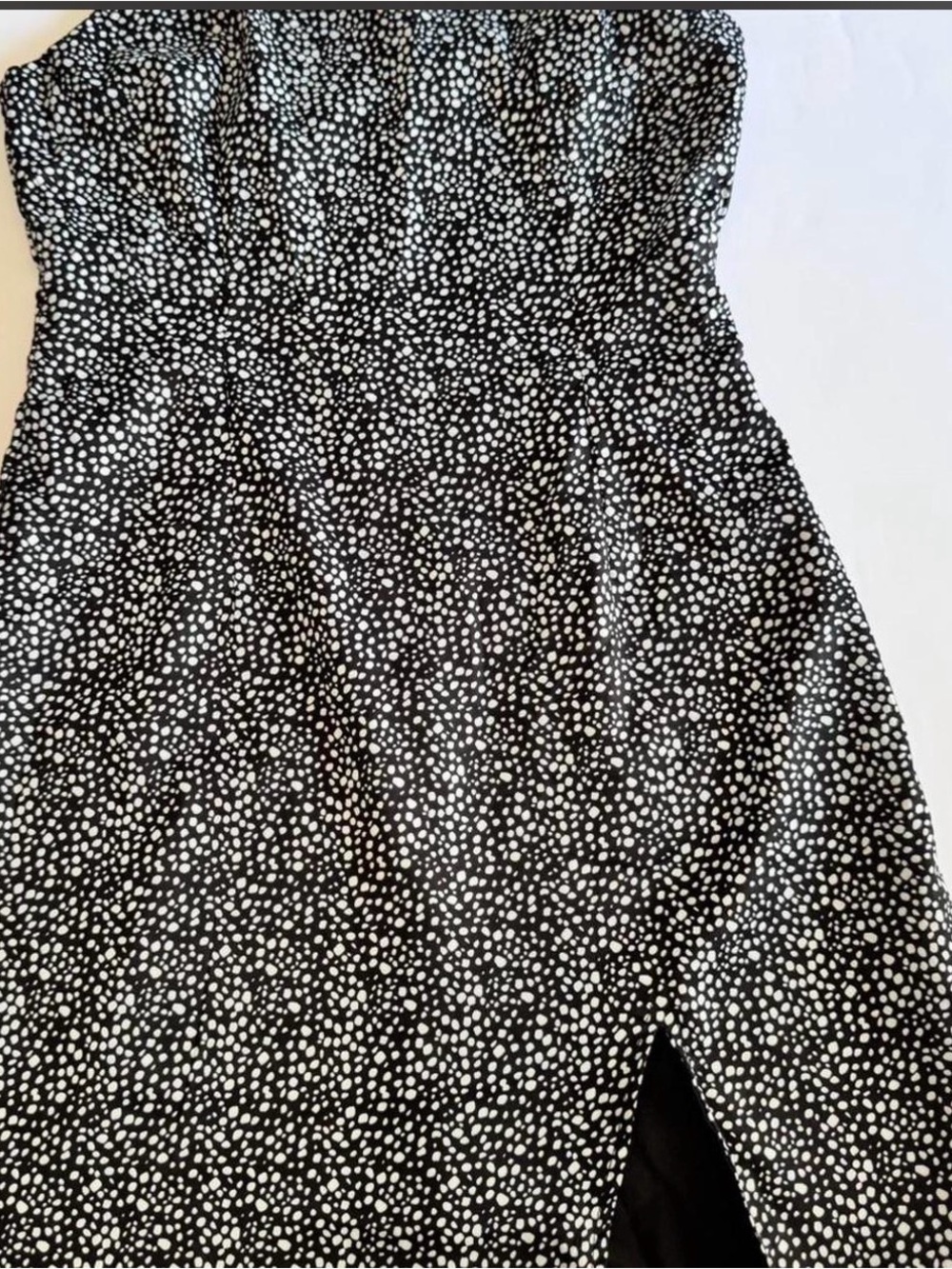 Lina Black and White Polka Dot Strapless Midi Dress